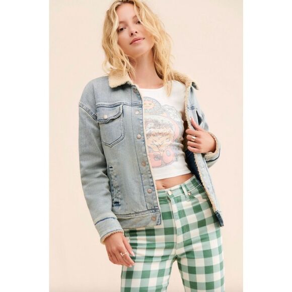 Faherty Jackets & Blazers - Faherty Riverlands Sherpa Denim Trucker Jacket Women's M